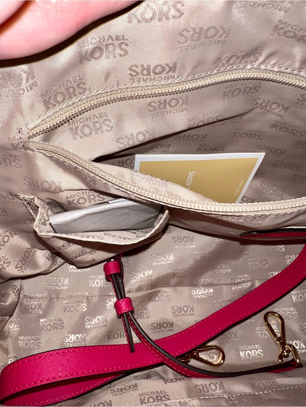 Michael Kors Pink and Brown Signature Satchel W/ Long Strap NEW WITH TAGS - Picture 7 of 15